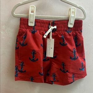 NWT Red Anchor Print Kids Swim Trunks